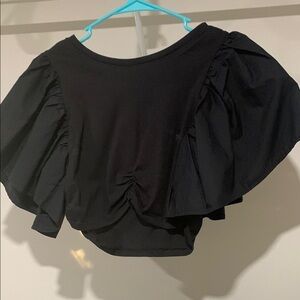Zara Black Ruffled Sleeve Top